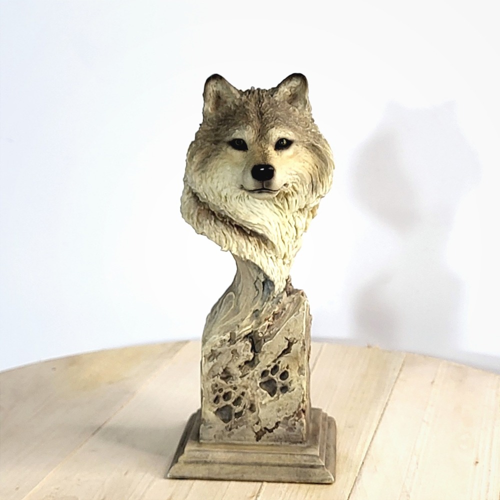 MCSI Scout Wolf Head Bust Figurine S Buck Baldwin 2003 Resin Stone Look 7 inch